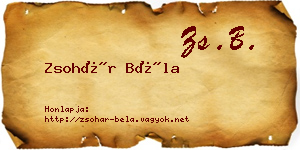 Zsohár Béla névjegykártya